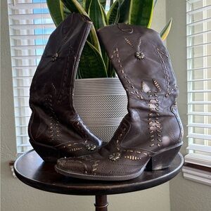 BCBGirls Dark Brown Leather Cutout Boots